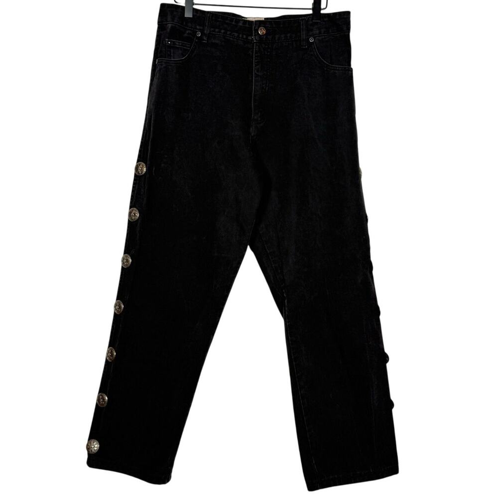 VTG Western Collection Jeans 15/16 Black Denim USA Cowgirl Button Studded Detail